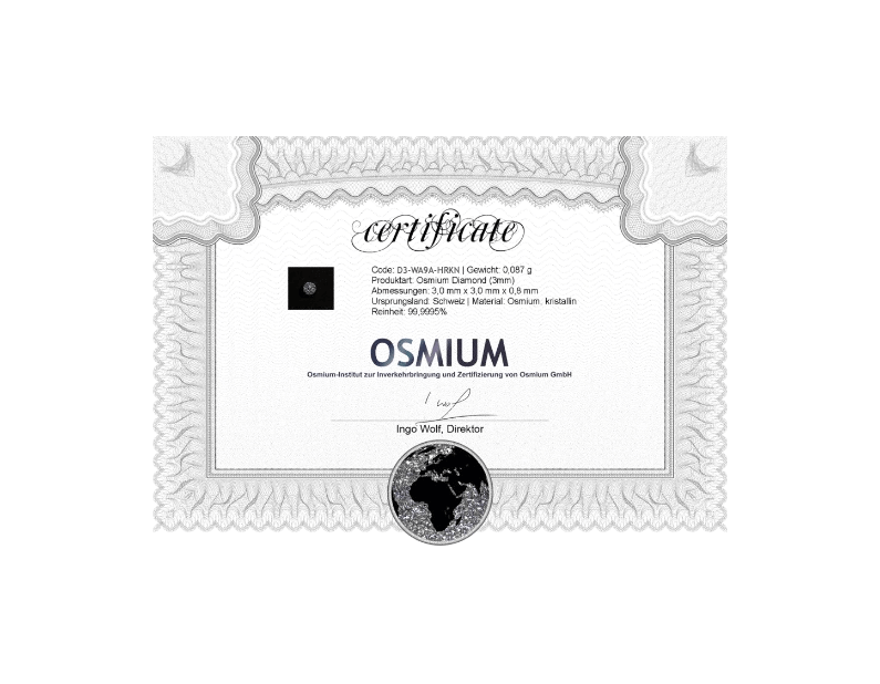 Osmium Zertifikat